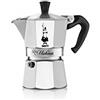 Bialetti Mokina Caffettiera Alluminio, Tazze 0,5, Alluminio, Argento/Nero, 13 x 6.5 x 12 cm