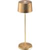 Zafferano Olivia Pro - Lampada da Tavolo Ricaricabile e Senza Fili con Controllo Touch, Dimmerabile, Design Elegante con Foglia Oro, Altezza 35 cm