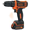 BLACK+DECKER Trapano/Avvitatore 10.8V Litio. Batteria a slitta per un cambio più rapido ed una tenuta più sicura. Luce LED. BDCDD12K-QW