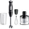 Braun MultiQuick 5 Pro MQ55236M, frullatore a immersione a 25 velocità, sistema EasyClick Plus per accessori, 1000 W, nero con frusta, tritatutto (500 ml) e misurino (600 ml)