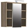 Forte Veris Armadietto pensile, Legno, Metallo, plastica, Specchio, Finitura in Rovere Sonoma e Bianco Lucido, 68,1x68,6x20 cm