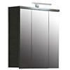 Forte Veris Pensile con 3 ante a specchio, in legno, effetto cemento grigio scuro/Old Wood Vintage, 68,1 x 68,6 x 20 cm