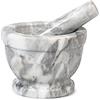 HOME 9767714 Mortaio in Marmo con Pestello, Bianco, 14cm