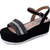 QUEEN HELENA Zeppe Sandali Platform Alti con Cinturino Donna ZM9427 (Nero, numeric_38)