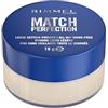 Rimmel London Match P Loose Setting Powder, 001, Trasparente, Leggero e Traspirante, Finitura Opaca, Trucco Vegano, 18g