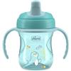 CHICCO Tazza Training Azzurra 6M - Beccuccio Ergonomico, Manici Rimovibili, Antigoccia, Senza BPA