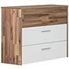 Forte NEWFACE Modern Way - Cassettiera con 3 cassetti, in legno derivato, finitura rovere lamellare abbinato a bianco opaco, 99,8 x 79,9 x 41,5 cm