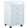 Inter Link - Piedistallo su ruote con cassetti - Piedistallo fisso per scrivania - Cassettiera Cassettiera 4 Bianco - Pronti