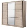 BellaHome Armadio 3 ante scorrevoli madrid con specchio effetto quercia 242x60x215 cm
