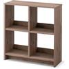 Iris Ohyama, Libreria Cube/Scaffale a giorno in legno/Mobile con 4 ripiani/Ripiano a giorno in legno, Modulare,Design, Ufficio, soggiorno, scuola - Wood Open Shelf - WOS-4 - Cenere marrone