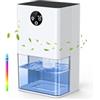 finade Deumidificatore 1800 ML, Deumidificatore Casa Muffa Piccolo a Basso Consumo 22,5 W, Timer 4/8 ore, Spegnimento e Sbrinamento Automatici, Lluce Ambientale per Camera da Letto, Guardaroba, Bagno
