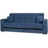 BellaHome Divano letto atena 3 posti in tessuto blu scuro, 226x85x92 cm