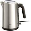 Braun Identity Collection WK5200BK, bollitore elettrico in acciaio inox, capacità 1,7 l, 2200 W, base girevole a 360°, indicatore del livello dell'acqua, avvolgicavo, spegnimento automatico, grigio