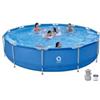 Jilong AVENLI Piscina Fuoriterra Rotonda con Struttura in Acciaio Cm 420x84 Azzurra con Pompa Filtro Inclusa