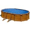 GRE Piscina Fuori Terra Ovale Mauritius in Acciaio Effetto Legno 500x300x132 cm