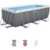 Bestway Piscina fuori terra con struttura rettangolare bestway power steel grigio scuro 412x201x122 cm