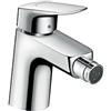 hansgrohe Logis - Rubinetto per bidet con scarico a tirante, Miscelatore monocomando per bidet con altezza bocca 70 mm, cromo, 71204000