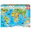 Educa - Puzzle Mappamondo Animali | 150 pezzi Puzzle Educativo | Mappa del Mondo, Bambini | dai 6 anni (18115)