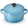 Le Creuset Mini cocotte rotonda in gres vetrificato, 250 ml, diameter 10 cm, Blu Caribe, 71901101700100