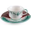 Seletti CHUCUITO - Set di tazza da tè e caffè ibrido con piattino in porcellana New Bone, design moderno e motivo floreale
