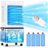 kidali Condizionatore Portatile 12L Serbatoio Estraibile, Raffreddatore d'Aria senza Tubo 45W, 3 Modalità 6 Velocità, 4 in 1 Climatizzatore Evaporativo Silenzioso Timer 1-12 H, Telecomando per Casa e Ufficio