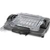 De'Longhi BQ60 Barbecue Grill Elettrico con Doppia Griglia e Bistecchiera, Doppia rotazione, impugnatura termoisolante, interruttore di sicurezza, vassoio antigoccia, facile da pulire,Grigio