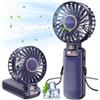 Ajgvq Ventilatore Portatile, 5 Velocità Ventilatore USB Ricaricabile di 4500mAh Batteria (Autonomia 20h), 180° Girevole Ventilatore Silenzioso, Display a LED, 3 in 1 Ventilatore da Tavolo/Mano/Collo