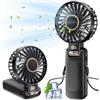 Ajgvq Mini Ventilatore Portatile, 5 Velocità Ventilatore USB Ricaricabile di 4500mAh Batteria（Autonomia 20h）, 180° Girevole Ventilatore Silenzioso, Display a LED, 3 in 1 Ventilatore da Tavolo/Mano/Collo