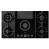 Elica NIKOLATESLA FLAME EVO BL/A/88 - PRF0196341 Piano Cottura Incasso a Gas con Cappa Integrata 5 Fuochi Griglie in Ghisa 88 cm Vetro nero e ghisa