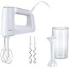 Braun HM3105WH MultiMix Serie 3, Sbattitore Elettrico a 5 Velocità e Turbo, Impugnatura Antiscivolo, Dotato di 2 fruste, 2 Ganci, Asta per Montare e Bicchiere Graduato da 600ml, Potenza 500 W, Bianco