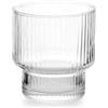 H&H, Set di 6 Bicchieri Bliss in Vetro Rigato Trasparente da 32 cl - Eleganti, Resistenti e Lavabili in Lavastoviglie