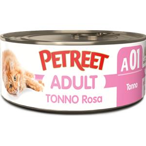 Petreet Tonno Rosa per Gatti - Alimento Complementare in Gelatina da 70g, Senza Coloranti e Conservanti