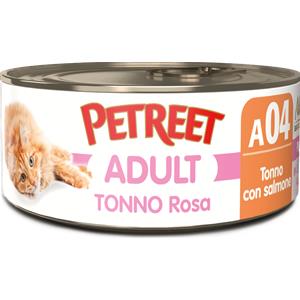 Petreet Cibo per Gatti - Tonno Rosa con Salmone in Morbida Gelatina, 70g