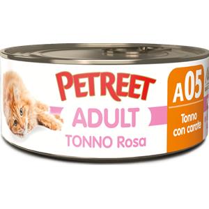 Petreet Tonno Rosa con Carote 70 g - Cibo Umido per Gatti Adulto, Alta Qualità e Senza Conservanti