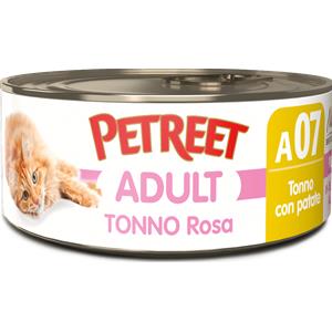 Petreet Tonno Rosa con Patate - Cibo Umido per Gatti Adulto, 70g, Alta Qualità e Senza Conservanti