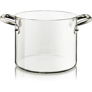 KNIndustrie Pentola in Vetro Borosilicato Ø 24 cm - Resistente alla Fiamma e Non Reattiva