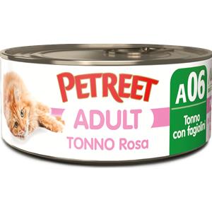 Petreet Natura Tonno Rosa con Fagiolini - Cibo Umido per Gatti Adulto, 70 gr, Senza Coloranti e Conservanti