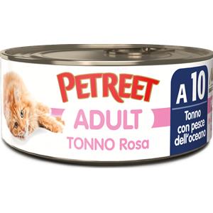Petreet Tonno Rosa con Pesce dell'Oceano - Cibo Umido per Gatti in Gelatina da 70g