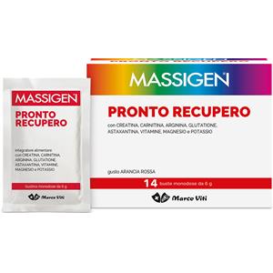 Massigen Pronto Recupero - Integratore Energetico con Creatina, Arginina e Carnitina - 14 Bustine Gusto Arancia Rossa