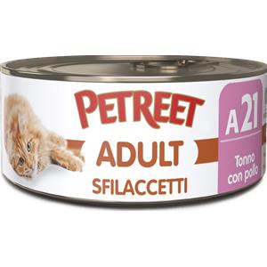 Petreet Sfilaccetti di Pollo e Tonno Rosa - Cibo Umido per Gatti 70 g