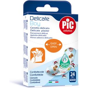 PIC Cerotto Delicato per Bambini 19x72mm - 24 Pezzi, Ipoallergenico e Assorbente con Clorexidina