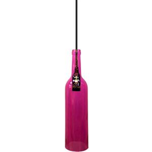 V-TAC Lampadario Pendente E14 in Vetro Rosa a Forma di Bottiglia - Altezza 115cm