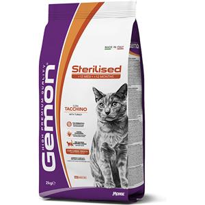 Monge Gemon Gatto Secco Sterilizzato con Tacchino - Alimento Completo per Gatti Adulti e Gattini fino a 12 Mesi
