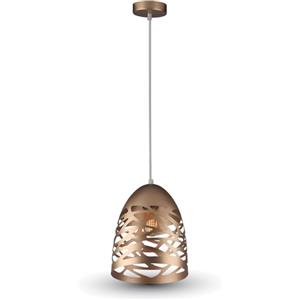 V-TAC Lampadario Pendente E27 D200mm Metallo Champagne Gold con Finitura Traforata