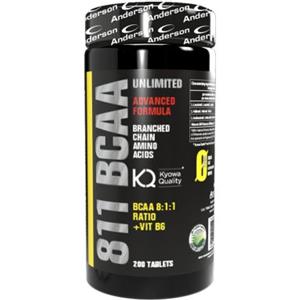 ANDERSON 811 BCAA UNLIMITED in Flacone da 200 cpr - Integratore di aminoacidi ramificati BCAA in ratio 8:1:1 + Vitamina B6