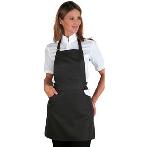 ISACCO Grembiule Ischia Nero - 100% Poliestere, Corto, con Regolazione al Collo e 2 Tasche per Bar e Ristorazione