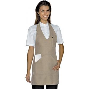 ISACCO Grembiule Bistrot Natural Unisex in Poliestere con Regolazione al Collo e 2 Tasche