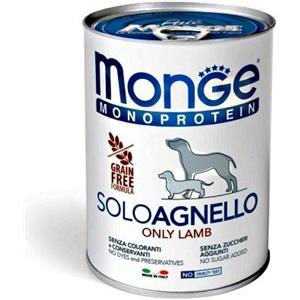 Monge Monoprotein Cibo Umido per Cani Adulti - Paté Solo Agnello 400 g, Alta Appetibilità e Nutrizione Completa