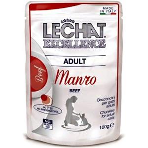 Monge Lechat Excellence Buste Umido Adulto Manzo 100g - Alimento Completo per Gatti Senza Coloranti e Conservanti