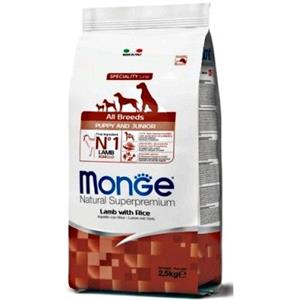 MONGE CANE CROCCHETTA ALL BREEDS PUPPY & JUNIOR AGNELLO E RISO 2,5 KG termine minimo di conservazione 21/06/26